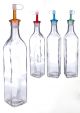 Φιάλη Λαδιού/Ξυδιού Διάφανο Γυαλί 500ml Με Πώμα Σε 4 Χρώματα