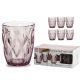 Ποτήρια Crystal Ροζ/Γυαλί 29cl 6Τμχ