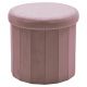 Πουφ Αποθήκευσης Αναδιπλούμενο Ροζ Βελούδο Φ40x38cm