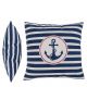 Διακοσμητικό Μαξιλάρι Άγκυρα Με Φερμουάρ Μπλε/Λευκό 64% Polyester/19% Βαμβάκι/17% Βισκόζη 40x40cm 1Τμχ