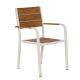 Πολυθρόνα Κήπου ArteLibre GOUINA Λευκό/Καρυδί Αλουμίνιο/Ξύλο 55x55x86cm