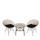Σετ Τραπεζαρία Κήπου ArteLibre ARELLIUS Φυσικό/Μαύρο Μέταλλο/Rattan/Γυαλί Με 2 Καρέκλες 14990349