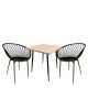 Σετ Τραπεζαρία (2+1) ArteLibre TIMBERON Φυσικό/Μαύρο PP/Μέταλλο/MDF 70x70x75cm