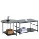 Τραπεζάκι Σαλονιού ArteLibre ROWDEN Μαύρο Μάρμαρο Μοριοσανίδα/Μέταλλο 60x60x50/80x47x45cm Σετ 2Τμχ