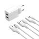 XO L109 (EU) Dual USB-A 2.4A Charger with lightning cable