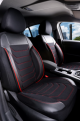 3D Δερμάτινα καλύμματα καθισμάτων Streetech Carbon - μαύρο χρώμα με κόκκινες ραφές