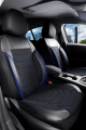 3D Δερμάτινα καλύμματα καθισμάτων Streetech Carbon - μαύρο χρώμα με μπλε ραφές