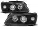 Φανάρια εμπρός Peugeot 106 angel eyes, μαύρα , χωρίς λάμπες (Η1) - σετ 2τμχ.