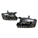 Φανάρια εμπρός Mitsubishi Pajero (2001-2006) angel eyes - μαύρα , με λάμπες (Η1) - σετ 2τμχ.