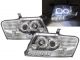 Φανάρια εμπρός Mitsubishi Pajero (2001-2006) angel eyes - chrome , με λάμπες (Η1) - σετ 2τμχ.