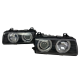 Φανάρια εμπρός BMW E36 (1991-1999) sedan / coupe, μαύρα με led angel eyes- σετ 2τμχ.
