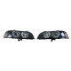 Φανάρια εμπρός BMW E39 (1995-2000) angel eyes - μαύρα , χειρ.ρύθμιση , χωρίς λάμπες (Η7) - σετ 2τμχ.
