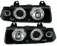 Φανάρια εμπρός angel eyes για BMW E36 (1991-1999) 4d sedan - black , με λάμπες (Η1) - σετ 2τμχ.