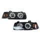 Φανάρια εμπρός angel eyes για BMW E36 (1991-1999) 4d sedan - black , με λάμπες (Η1) - σετ 2τμχ.