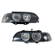 Φανάρια εμπρός angel eyes για BMW E39 (1995-2003) - μαύρα , με λάμπες (Η7) - σετ 2τμχ.