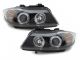 Φανάρια εμπρός BMW E90 (2005-2008) angel eyes - μαύρα , με λάμπες (Η1) - σετ 2τμχ.