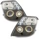 Φανάρια εμπρός Citroen C2 (2003-2008) angel eyes με led - μαύρα , με λάμπες (Η1) - σετ 2τμχ.