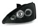 Φανάρια εμπρός Ford Focus (2001-2004) angel eyes - μαύρα , με λάμπες (Η1) - σετ 2τμχ.