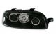 Φανάρια εμπρός Fiat Punto (1999-2003) angel eyes - μαύρα , με λάμπες (Η1) - σετ 2τμχ.