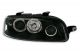Φανάρια εμπρός Fiat Punto (1999-2003) angel eyes - μαύρα , με λάμπες (Η1) - σετ 2τμχ.