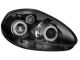 Φανάρια εμπρός Fiat Grande Punto (2005-2008) angel eyes - μαύρα , με λάμπες (Η1) - σετ 2τμχ.
