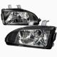 Φανάρια εμπρός Honda Civic 2/3 πορτο (1992-1995) , μαύρα , χωρίς λάμπες (Η4) - σετ 2τμχ.