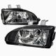 Φανάρια εμπρός Honda Civic 2/3 πορτο (1992-1995) , μαύρα , χωρίς λάμπες (Η4) - σετ 2τμχ.