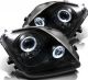Φανάρια εμπρός Honda Prelude (1997-2001) angel eyes - μαύρα , με λάμπες (Η1) - σετ 2τμχ.