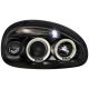 Φανάρια εμπρός Opel Corsa B (1993-2001) angel eyes - μαύρα , με λάμπες (Η1) - σετ 2τμχ.