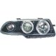 Φανάρια εμπρός Opel Astra F (1994-1999) angel eyes - μαύρα , με λάμπες (Η1) - σετ 2τμχ.