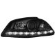 Φανάρια εμπρός Seat ibiza 6L (2002-2008) led - μαύρα , με λάμπες (Η1) - σετ 2τμχ.