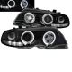 Μπροστινά Φανάρια Set Για Bmw 3 E46 Coupe / Cabrio 99-03 Angel Eyes & Led Μαύρα H1/H1 Manual Sonar (CAR0005463)