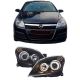 Μπροστινά Φανάρια Set Για Opel Astra H 04-09 Angel Eyes Μαύρα H7/H7 Με Μοτέρ Depo (CAR0009492)