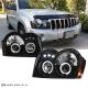 Μπροστινά Φανάρια Set Για Jeep Grand Cherokee 05-08 WK Angel Eyes & Led Μαύρα HB4/H1 Manual Sonar (CAR0012792)