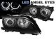 Μπροστινά Φανάρια Set Για Bmw 3 E46 Sedan/Caravan 01-05 LED Angel Eyes Μαύρα H7/H7 Με Μοτέρ Eagle Eyes (CAR0016061)