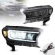 Μπροστινά Φανάρια Set Για Ford Ranger 15-20 DRL Dynamic Μαύρα Full Led Με Μοτέρ VLand (CAR0024436)