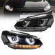 Μπροστινά Φανάρια Set Για Vw Golf VΙ (6) 08-12 DRL U-Type & Dynamic Φλας Μαύρα H7/H7 Με Μοτέρ VLand (CAR0024976)