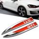 Αυτοκόλλητα Σήματα Φτερών Μεταλλικά GTI Για VW Golf VII (7) 13-20 Χρώμιο / Κόκκινο 15cm x 2cm 2 Τεμάχια (CAR0025658)