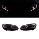 Μπροστινά Φανάρια Set Για Vw Golf VI (6) 08-12 DRL & Led Signal Dynamic Look Golf 7,5 Μαύρα Με Κόκκινη Γραμμή H7 Με Μοτέρ Carner (CAR0026045)