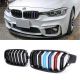 Καρδιές Μάσκας Για Bmw 3 F30 / F31 11-18 M4 Look Με Διπλή Γρίλια Tri-Color Μαύρο Γυαλιστερό 2 Τεμάχια (CAR0029803)
