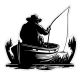 Αυτοκόλλητο Σήμα Αυτοκινήτου ''Ψαράς σε Βαρκάκι'' 10cm x 9cm Μαύρο 1 Τεμάχιο (CAR0031468)
