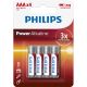 Αλκαλικές Μπαταρίες ΑΑΑ LR03 1,5V Philips Power 4 Τεμάχια (CAR0034205)