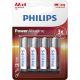 Αλκαλικές Μπαταρίες ΑΑ LR6 1,5V Philips Power 4 Τεμάχια (CAR0034206)