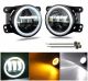LED Προβολάκια Ομίχλης Universal 9V - 32V με Ενσωματωμένο Φλας Πορτοκαλί και DRL Λευκό 98mm X 88mm για Αυτοκίνητα / Τρακτέρ / Φορτηγών / Μοτοσυκλετών / ATV / Jeep κ.α FZHAL439