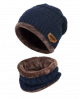 Σετ Χειμωνιάτικων Αξεσουάρ Σκουφί και Κασκόλ Σκούρο Μπλε 2 Τεμ. FZPRCLBG026