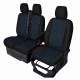 Σετ Καλύμματα Αυτοκινήτου για 2+1 FORD TRANSIT CUSTOM 2009+ ECO Δέρμα Μαύρο με Μπλέ Κέντημα FZTAP2133