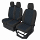 Σετ Καλύμματα Αυτοκινήτου για 2+1 FORD TRANSIT CUSTOM 2009+ Ύφασμα Μαύρο με Μπλέ Κέντημα FZTAP2162