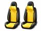 Σετ Καλύμματα Αυτοκινήτου Δερμάτινα 5 Τεμάχια Μαύρο / Κίτρινο FZTAP883