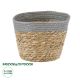 GloboStar® Artificial Garden ANTIPAROS 20288 Διακοσμητικό Πλεκτό Καλάθι - Κασπώ Γλάστρα - Flower Pot Μπεζ με Γκρι Φ18cm x Υ15cm