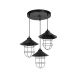GLOBOSTAR® CAGE 203-0097 Vintage Κρεμαστό Φωτιστικό Οροφής με Ντουί 3 x E27 AC 220-240V IP20 - Μαύρο - Μ45 x Π45 x Υ45cm